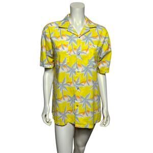 Tropicana Men's Palm Print Button-Up Shirt, Size M – Vintage Hawaiian Style